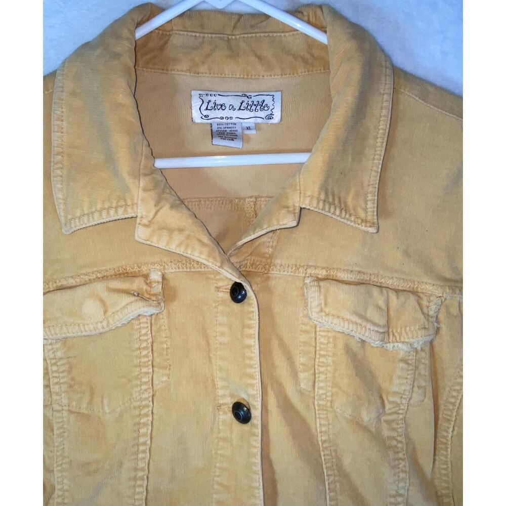 Live a Little Jacket Womens Size XL Micro Wale Corduroy Button Front Tan Khaki